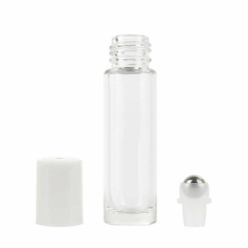 Sticlă Transparenta roll-on ulei esențial, 5 ml, cu bilă metalică